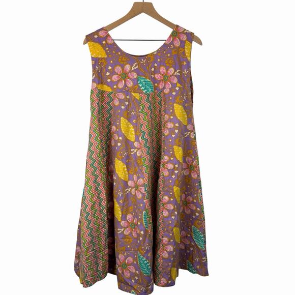 Batik Putri Dresses & Skirts - BATIK PUTRI Patchwork Tank Dress Womens Pink Green Purple Est Medium Boho Indie